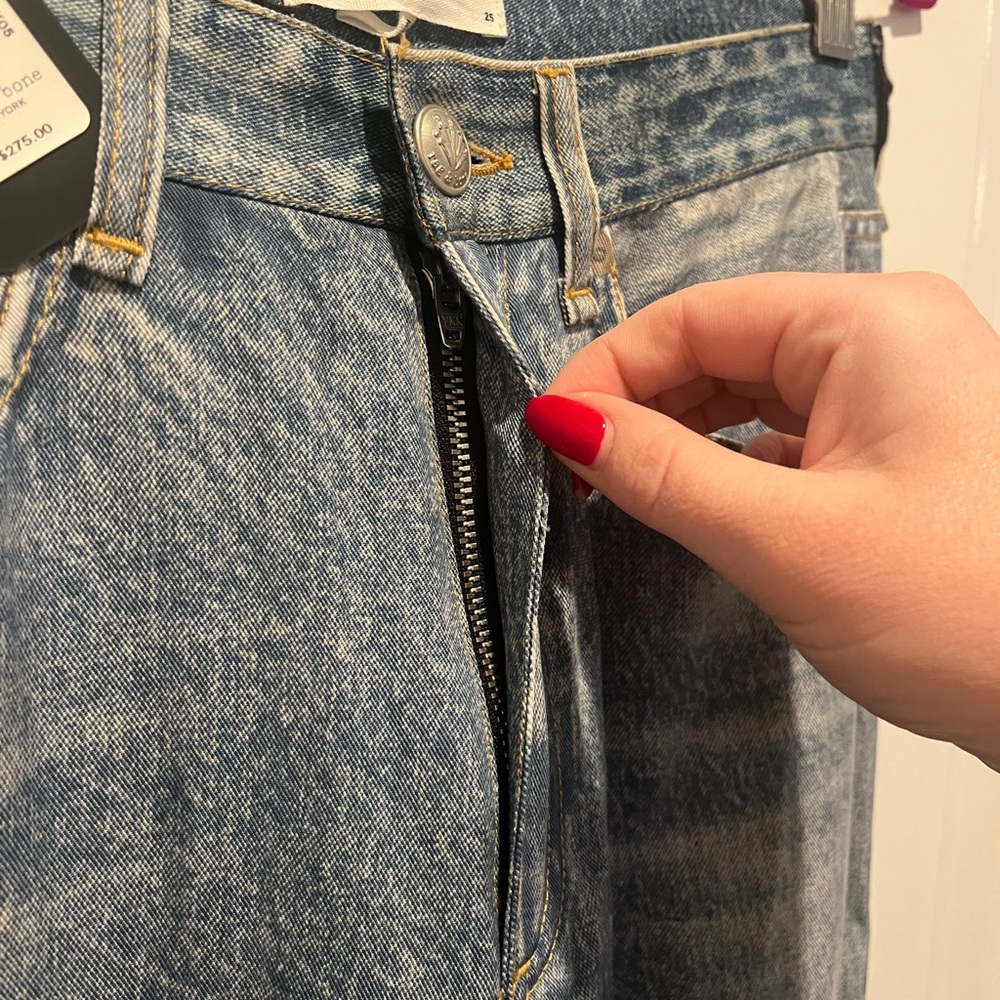 NWT Rag and Bone Dara Liquid Miramar Pant Jean Light/Med Blue Distress Size 25 - Picture 7 of 12